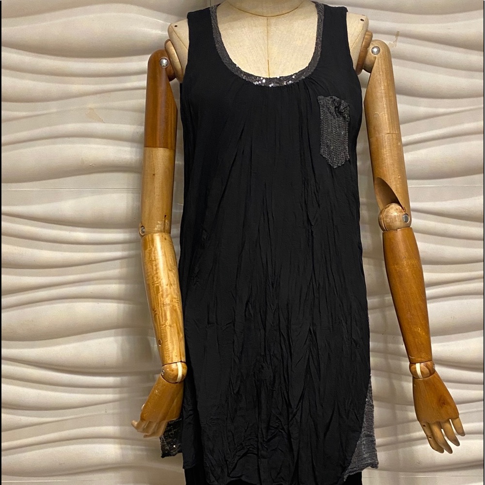 Black Two layer Dress w/ sequence accents